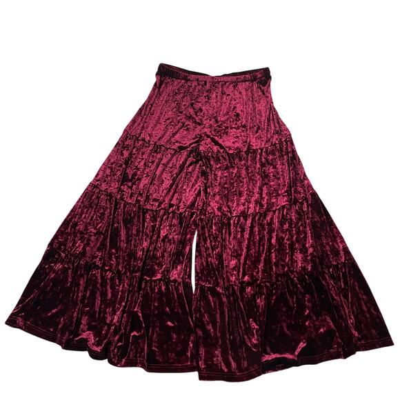 Natural Life Pant XL Red Crushed Velvet Palazzo Wide Leg Pull On Stretch Festive - Picture 2 of 11